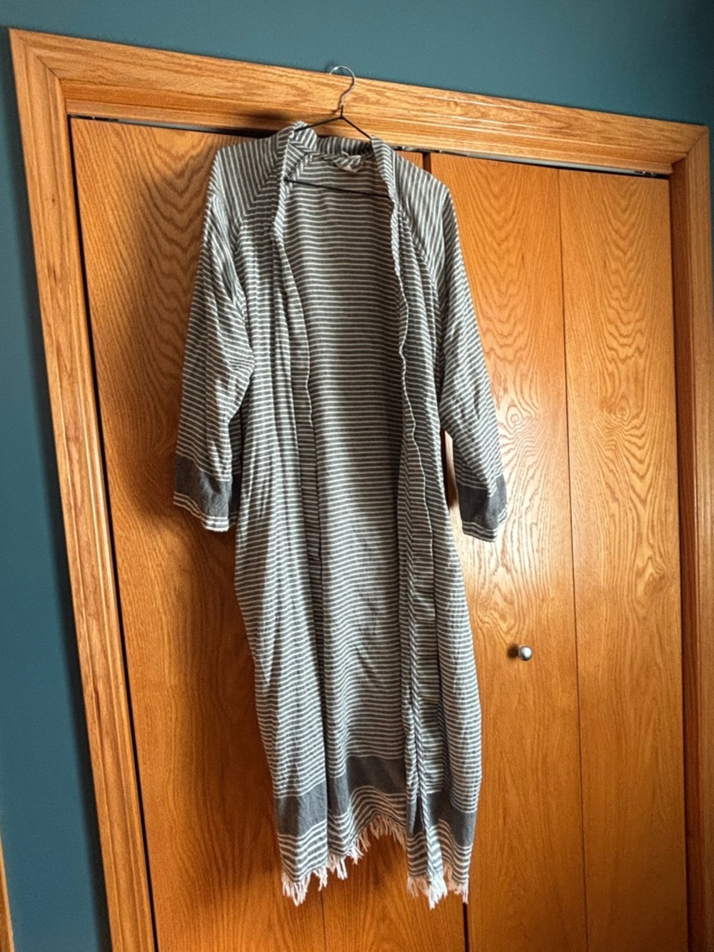 Tofino towel robe/cover up- Gray and White